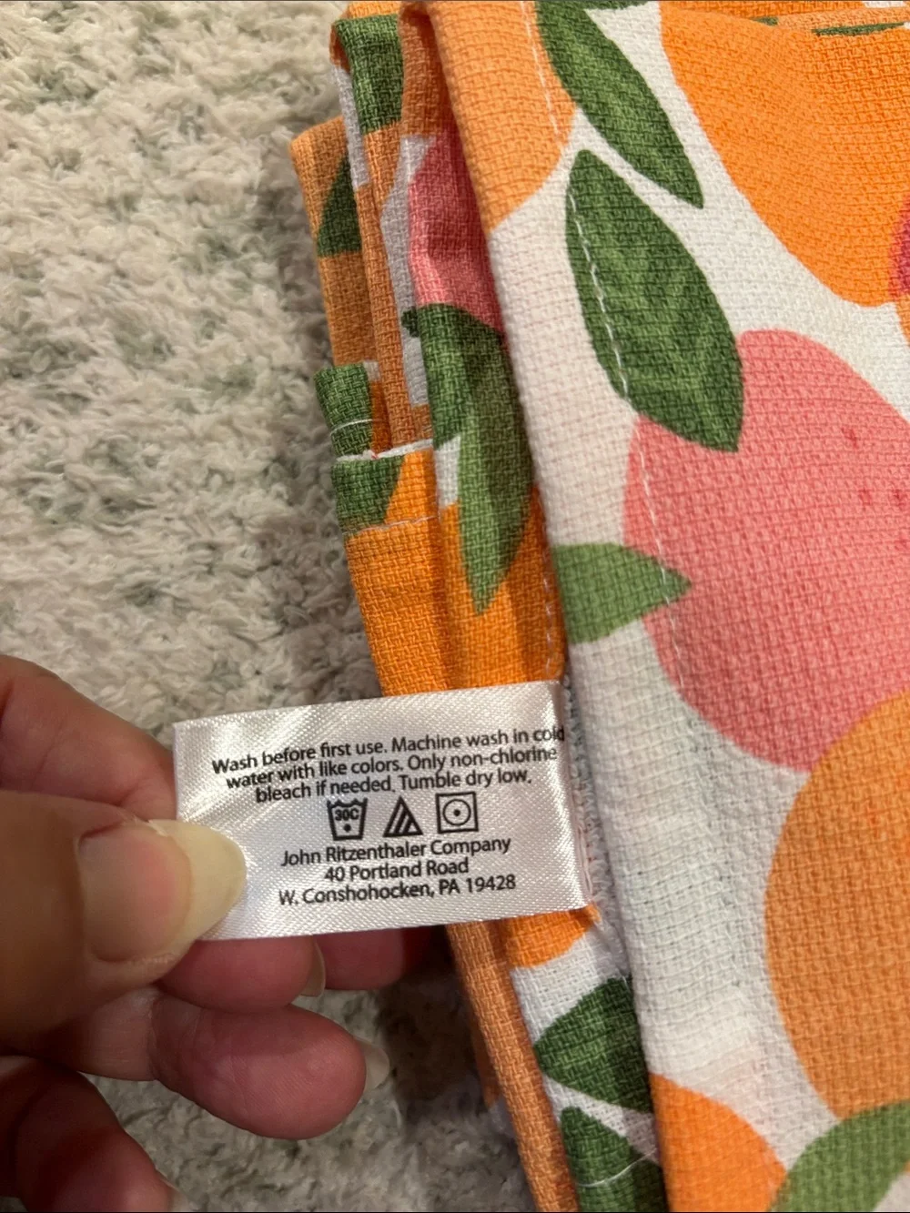 Colorful Citrus Kitchen Towels Set of 2 Oranges Grapefruit Print NWT Cotton